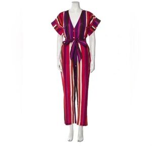 NWT Carolina K cali jumpsuit stripes STRIP V-Neck - Multicolor